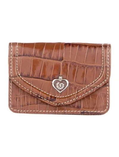 Pre-owned Brighton Embossed Leather Animal Print Coin Pouch In Brown