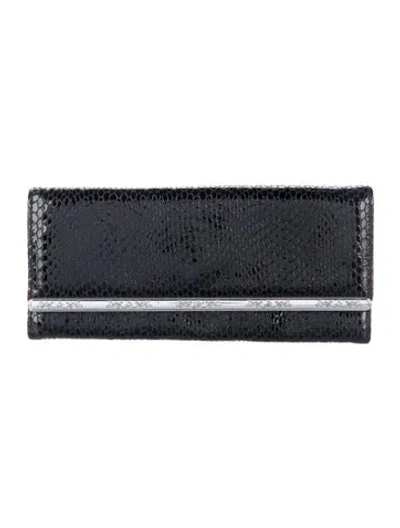 Pre-owned Brighton Embossed Leather Animal Print Continental Wallet In Black
