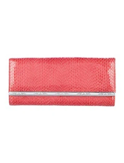 Pre-owned Brighton Embossed Leather Animal Print Continental Wallet In Pink