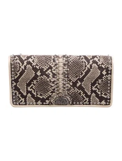 Pre-owned Brighton Embossed Leather Animal Print Wallet In Neutral