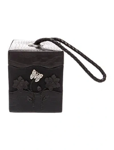 Pre-owned Brighton Embossed Leather Belt Bag In Black