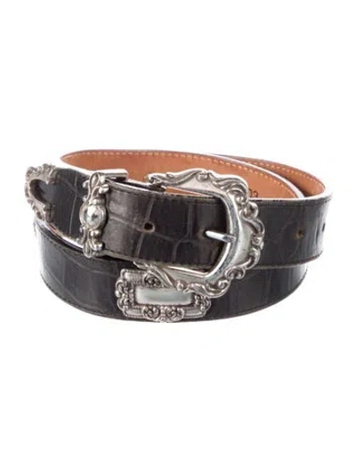 Pre-owned Brighton Embossed Leather Belt In Black