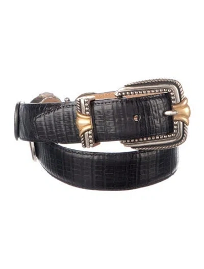 Pre-owned Brighton Embossed Leather Belt In Black