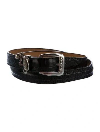 Pre-owned Brighton Embossed Leather Belt In Black