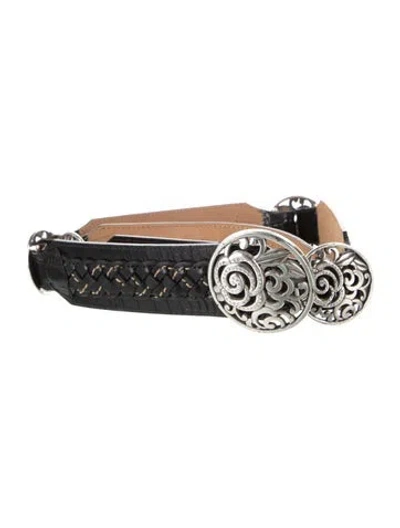 Pre-owned Brighton Embossed Leather Belt In Black