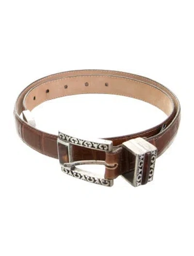 Pre-owned Brighton Embossed Leather Belt In Brown