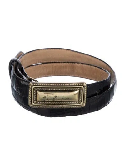 Pre-owned Brighton Embossed Leather Belt Kit In Black