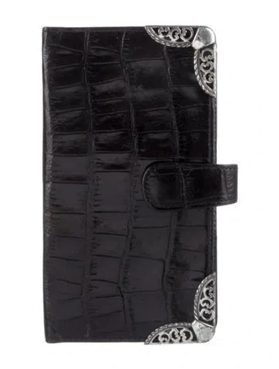 Pre-owned Brighton Embossed Leather Bifold Wallet In Black