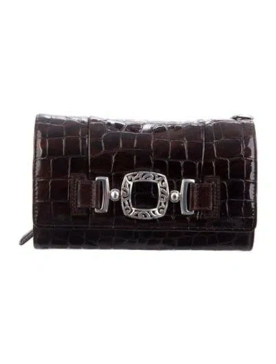 Pre-owned Brighton Embossed Leather Clutch In Brown