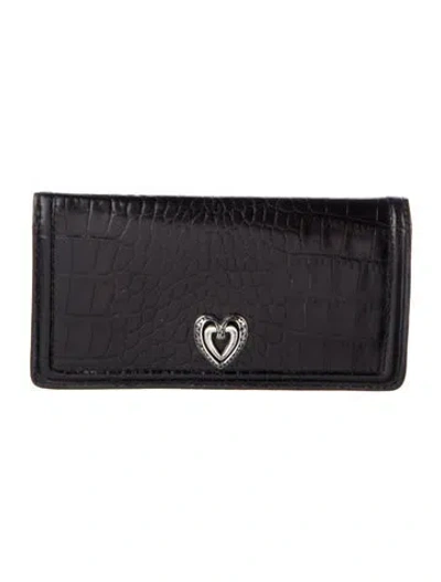 Pre-owned Brighton Embossed Leather Continental Wallet In Black