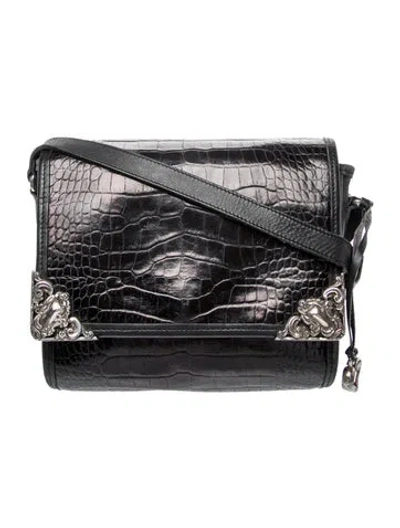 Pre-owned Brighton Embossed Leather Crossbody Bag In Black