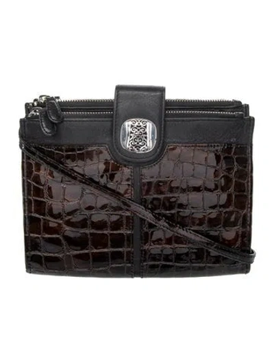 Pre-owned Brighton Embossed Leather Crossbody Bag In Black/brown