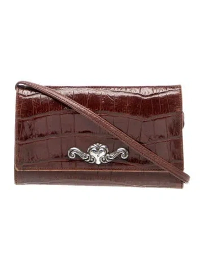 Pre-owned Brighton Embossed Leather Crossbody Bag In Brown