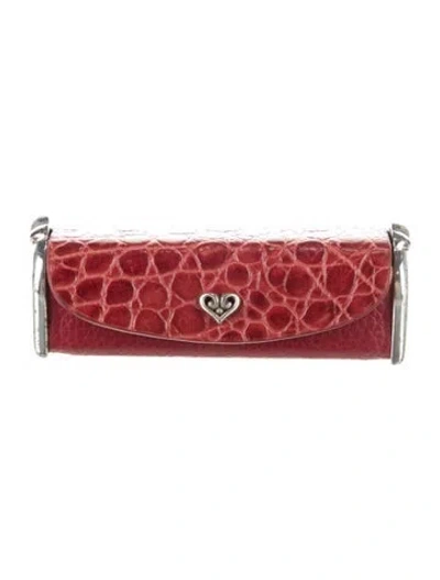 Pre-owned Brighton Embossed Leather Lipstick Holder In Red