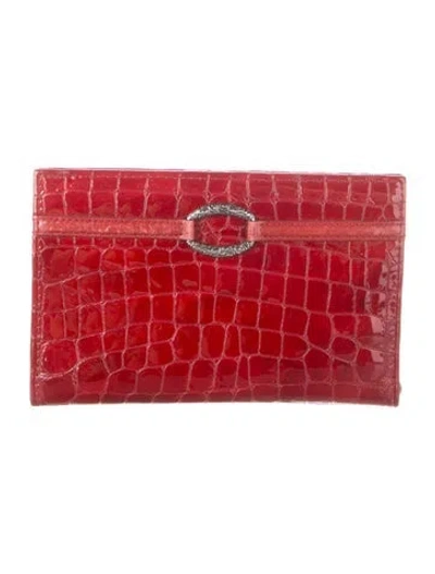 Pre-owned Brighton Embossed Leather Patterned Continental Wallet In Red