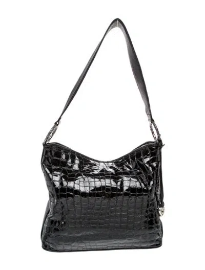 Pre-owned Brighton Embossed Leather Shoulder Bag In Black