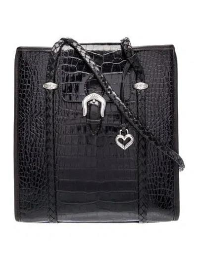 Pre-owned Brighton Embossed Leather Shoulder Bag In Black