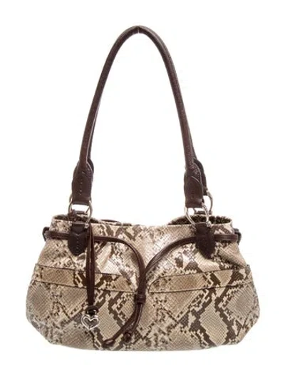 Pre-owned Brighton Embossed Leather Shoulder Bag In Neutrals