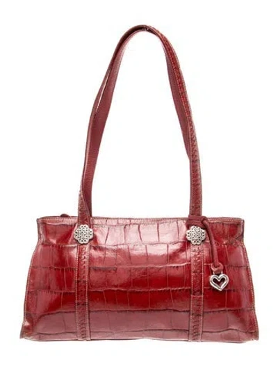Pre-owned Brighton Embossed Leather Shoulder Bag In Red
