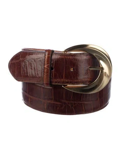 Pre-owned Brighton Embossed Leather Waist Belt In Brown