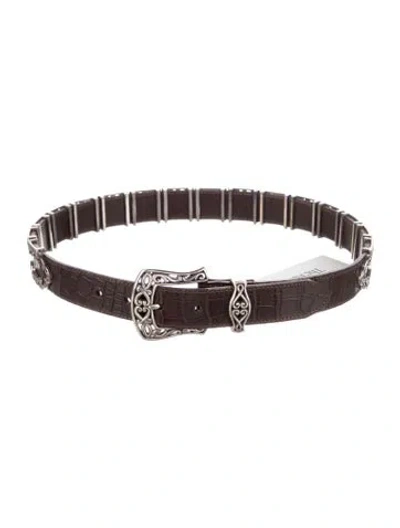 Pre-owned Brighton Embossed Leather Waist Belt In Multi