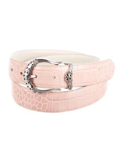 Pre-owned Brighton Embossed Leather Waist Belt In Pink
