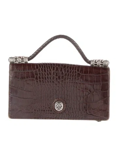 Pre-owned Brighton Embossed Leather Wallet In Brown