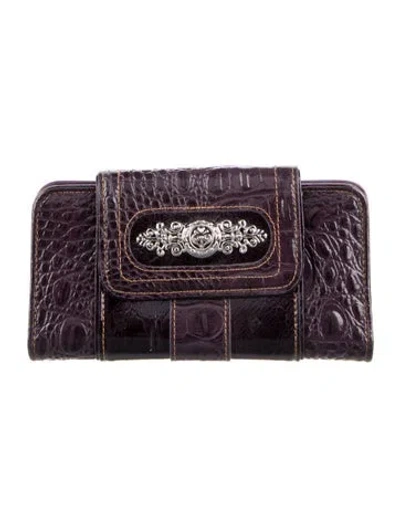 Pre-owned Brighton Embossed Leather Wallet In Purple