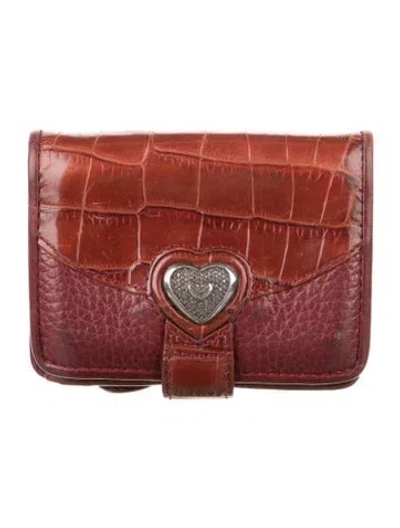 Pre-owned Brighton Embossed Leather Wallet In Red