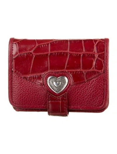 Pre-owned Brighton Embossed Leather Wallet In Red