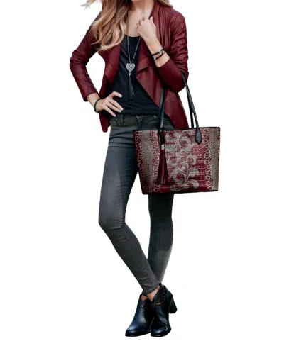 Brighton Florentine Croco Tote Bag In Sangria In Yellow