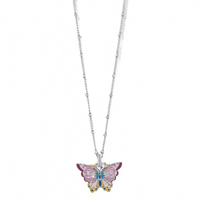 Brighton Kyoto In Bloom Petite Butterfly Pendant Silver Short Necklace In Multi
