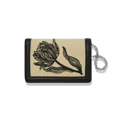 Brighton La Tulipe Noir Medium Wallet In Black In White