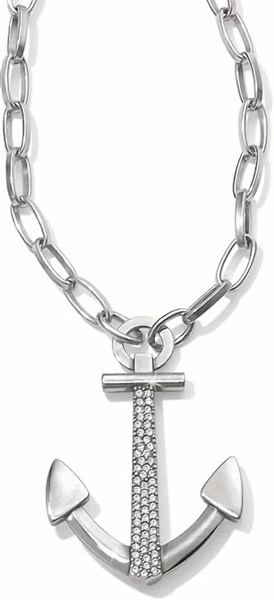 Brighton Large Anchor Necklace With Crystals In Silver
