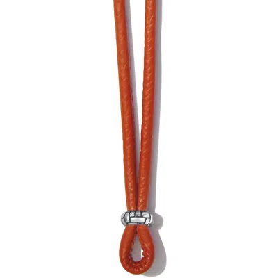 Brighton Leather Amulet Necklace In Orange Poppy In Red