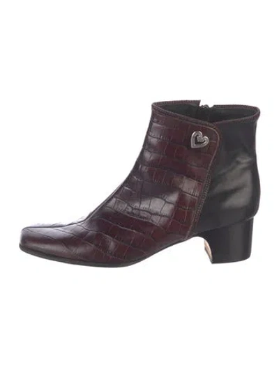 Pre-owned Brighton Leather Animal Print Boots In Multicolor