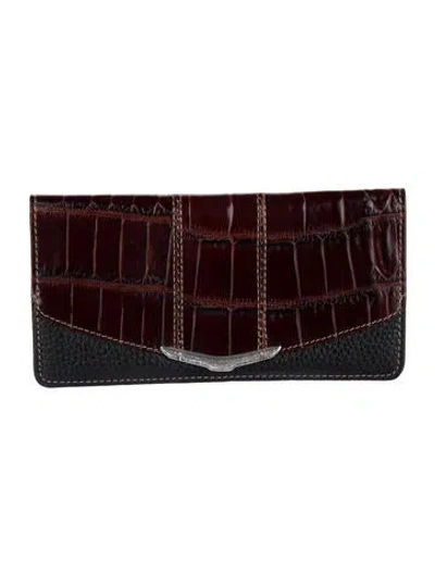 Pre-owned Brighton Leather Animal Print Continental Wallet In Brown