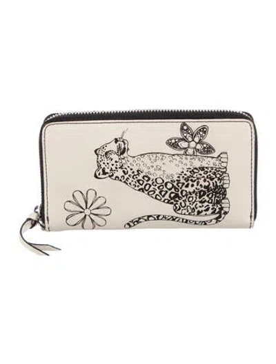Pre-owned Brighton Leather Animal Print Continental Wallet In Neutrals