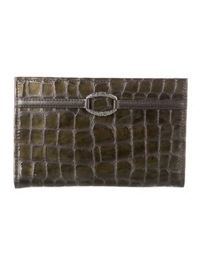 Pre-owned Brighton Leather Animal Print Continental Wallet In Purple