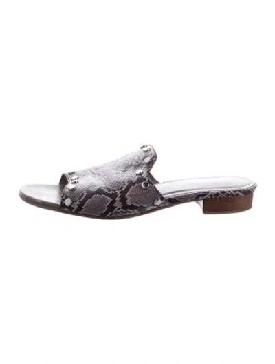 Pre-owned Brighton Leather Animal Print Mules In Multi