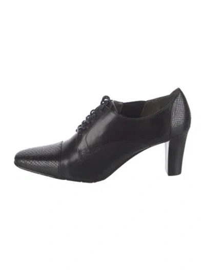 Pre-owned Brighton Leather Animal Print Pumps In Black