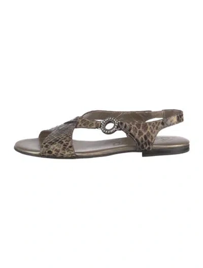 Pre-owned Brighton Leather Animal Print Slingback Sandals In Multi