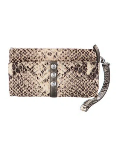 Pre-owned Brighton Leather Animal Print Wristlet In Neutrals