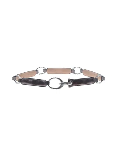Pre-owned Brighton Leather Belt In Silver