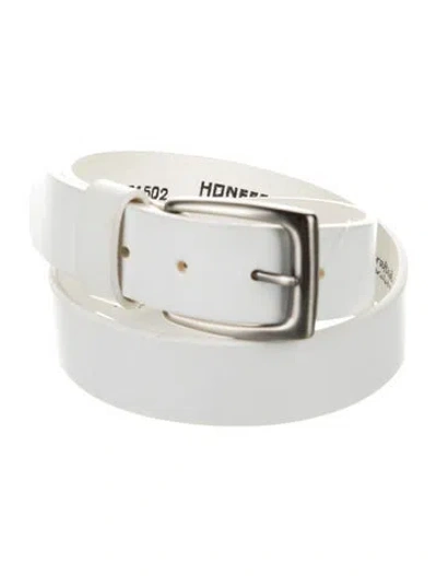 Pre-owned Brighton Leather Belt In White
