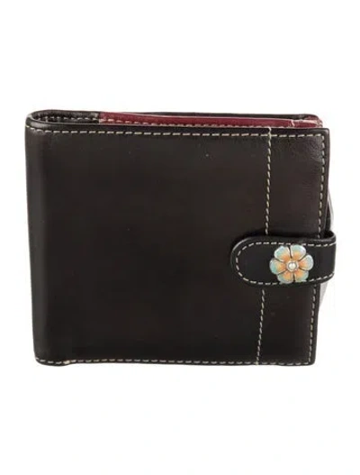 Pre-owned Brighton Leather Bifold Wallet In Brown/burgundy