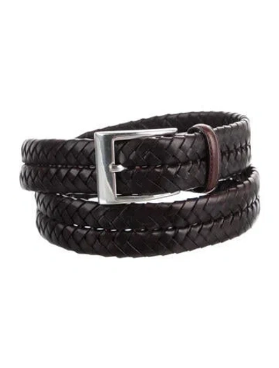 Pre-owned Brighton Leather Braided Accents Belt In Brown