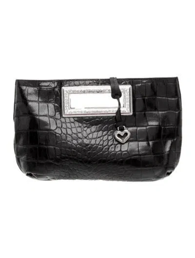 Pre-owned Brighton Leather Clutch In Black