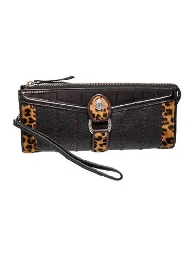 Pre-owned Brighton Leather Clutch In Black