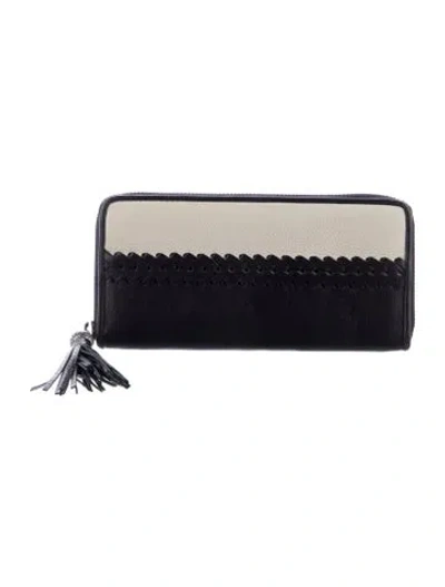 Pre-owned Brighton Leather Colorblock Pattern Continental Wallet In Black